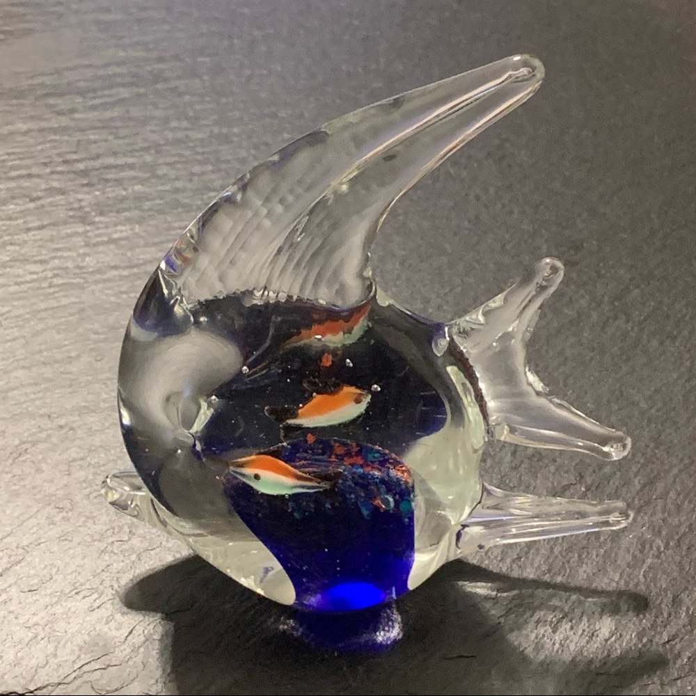 Murano Glass Fish Swimming in Fish Art Glass Decor